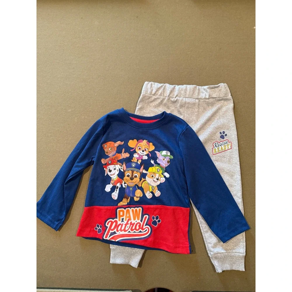 Paw Patrol Toddler Boys 2 Piece Pajama Set Blue Gray 100% Cotton Size 3T